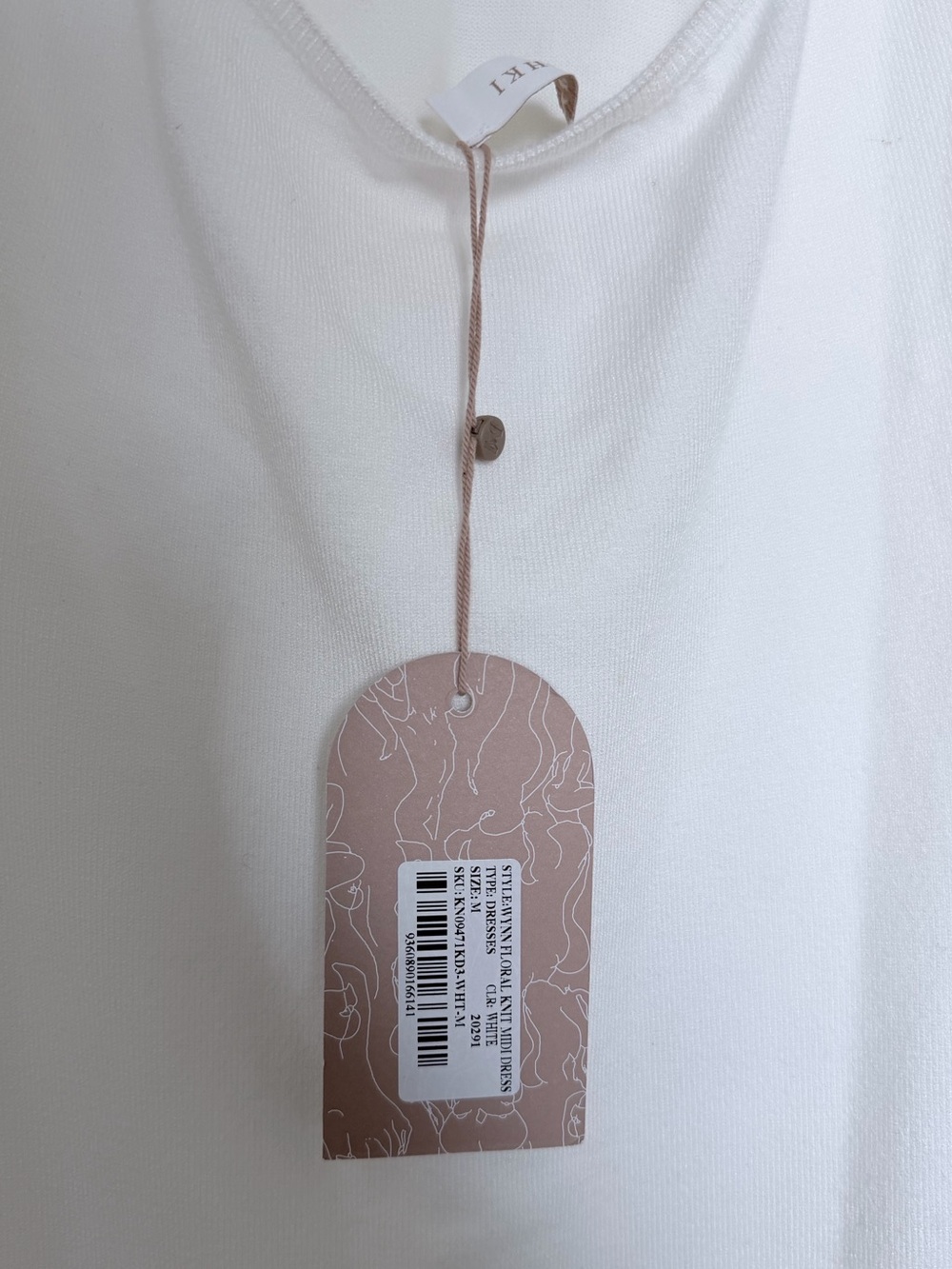 Meshki White Floral lightweight Knit Halter Midi Dress size M - Picture 6 of 6